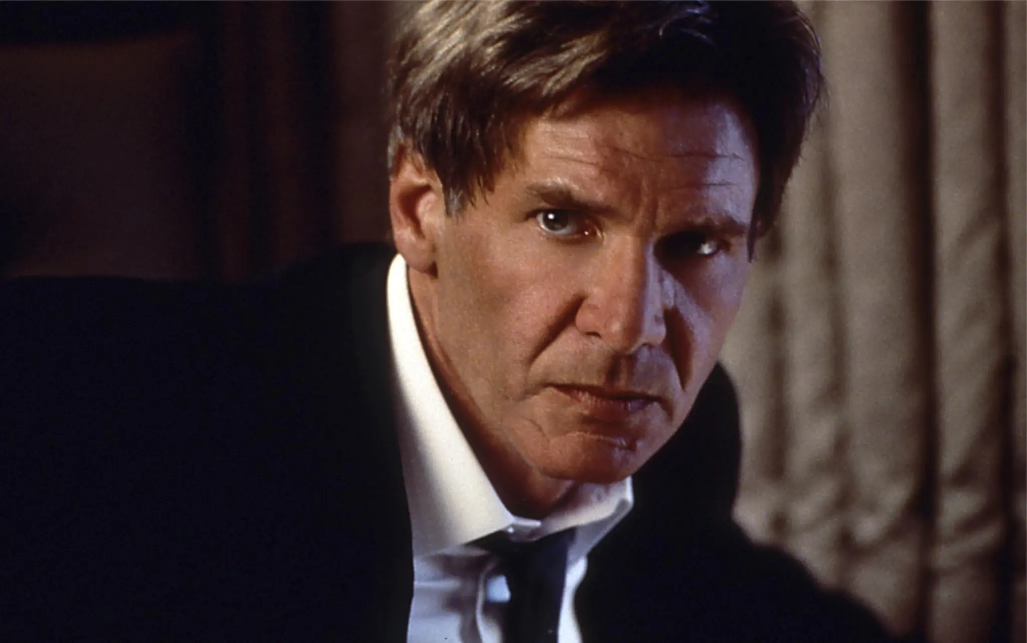 Harrison Ford looks into the camera as Mr. President.