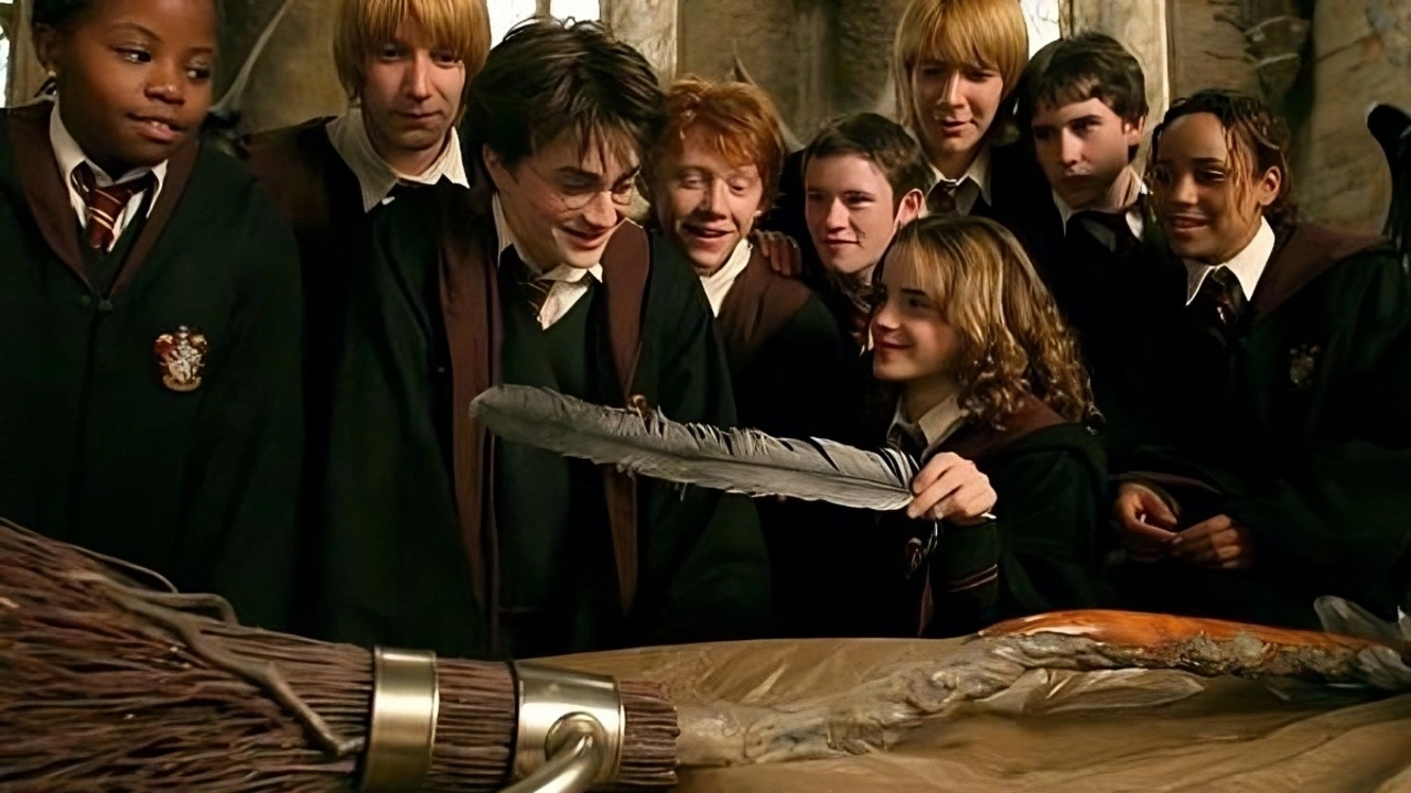 Harry Potter receives Buckbeak's feather from Hermione.