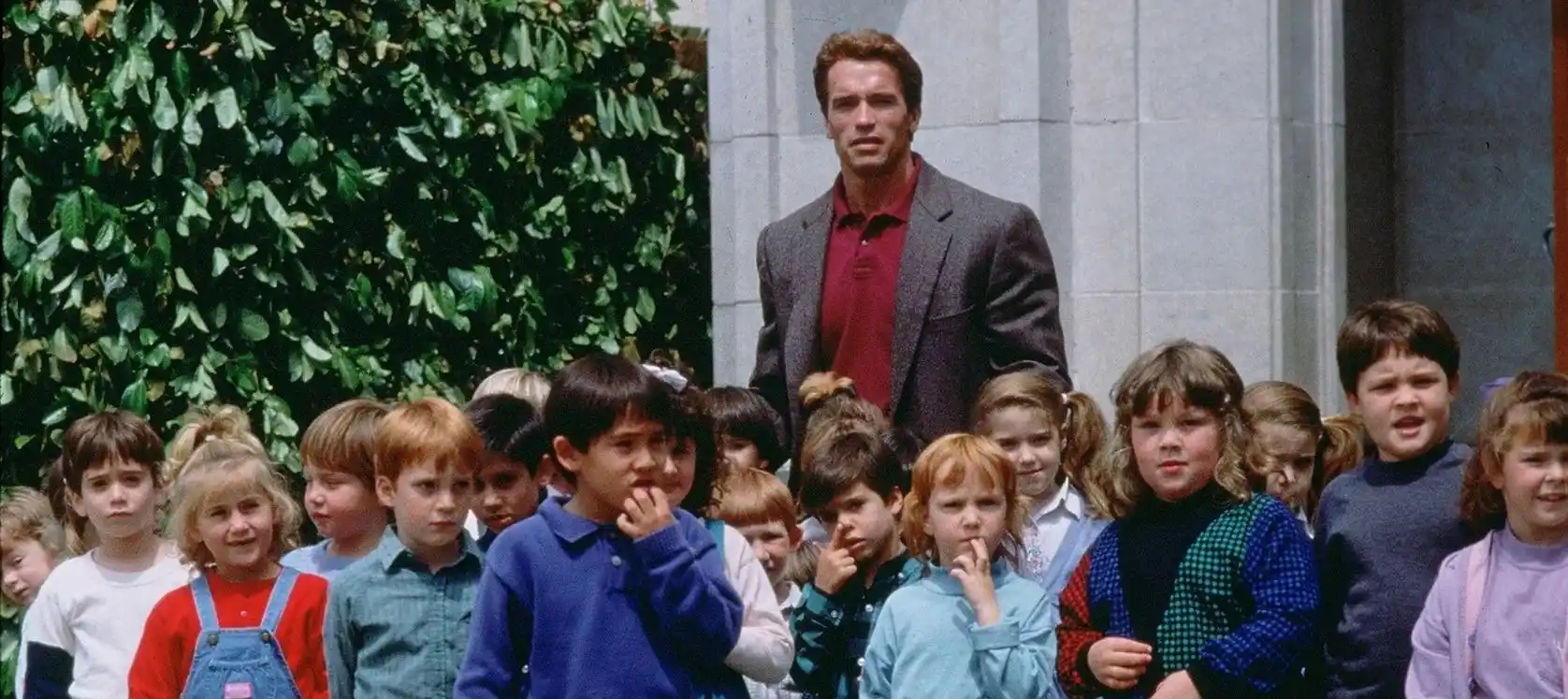 Arnold Schwarzenegger plays a cop turned kindergarten teacher.