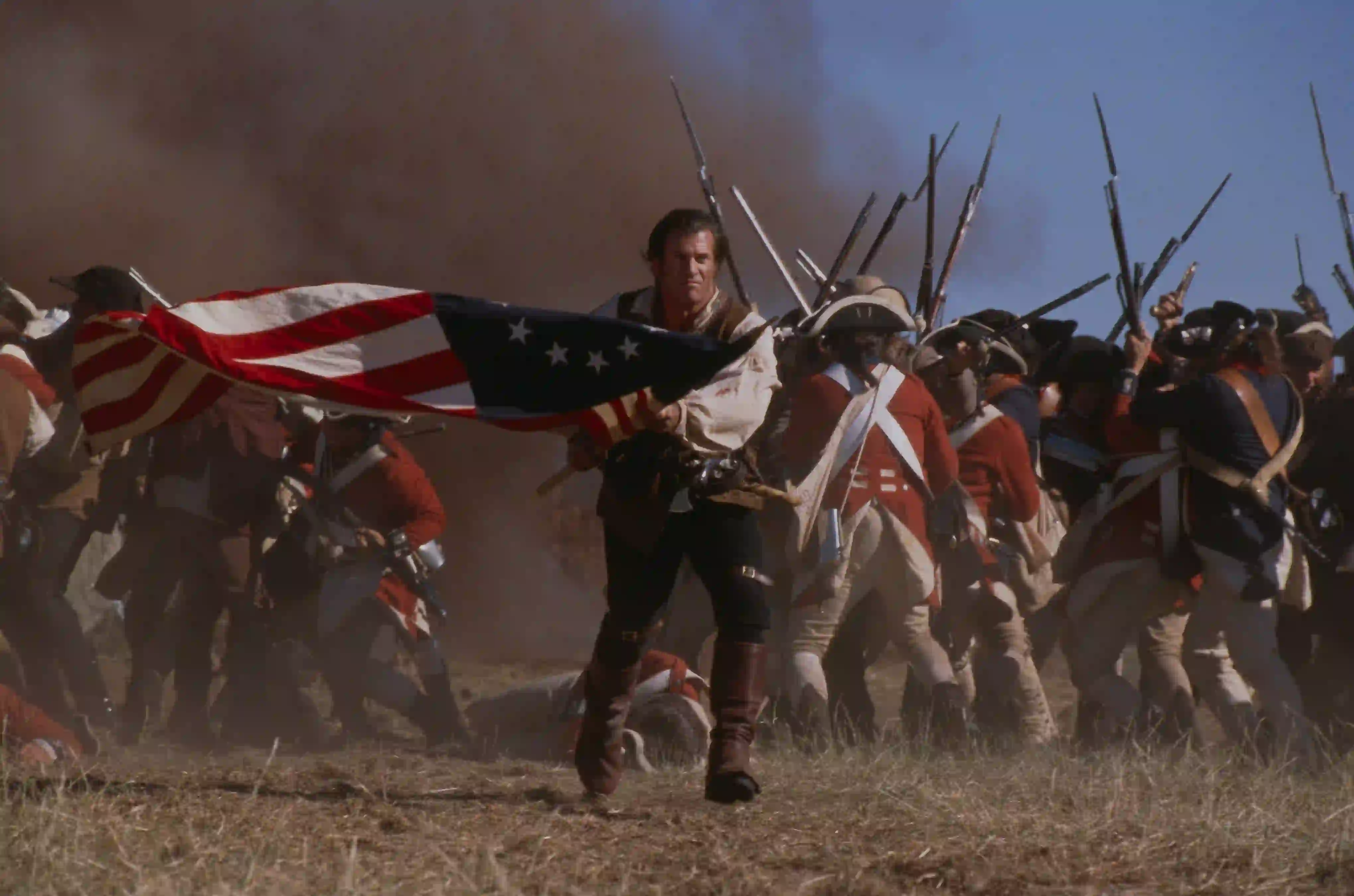 Mel Gibson plays an American militia man in the Revolutionary War.