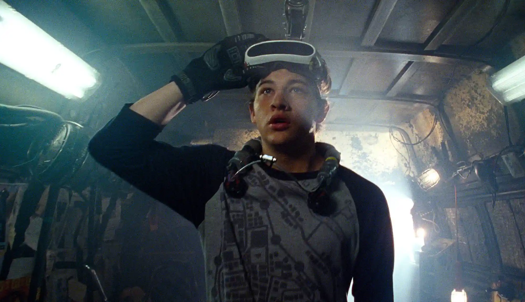 Wade Watts (Tye Sheridan) is shocked at what he sees in his video game, the Oasis.